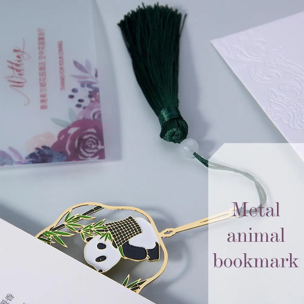 

New Metal Animal Bookmark Set Chinese Style Panda Sika For Teacher Peacock Page Stationery Gift Kids Holder Student Deer Ba V6U4