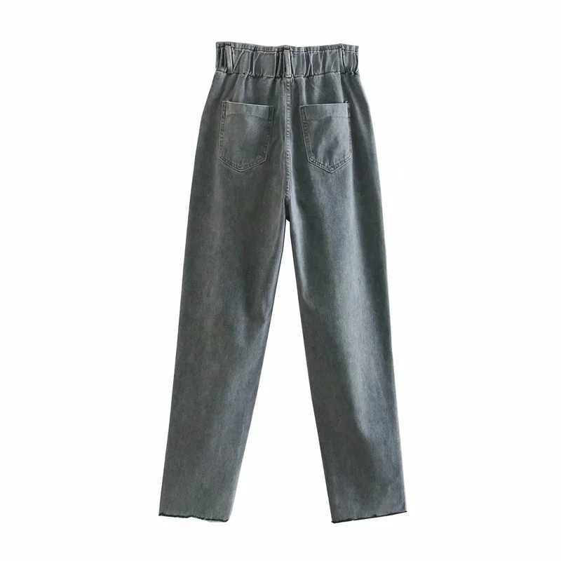 

Spring and autumn women's casual solid color high waist loose jeans