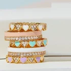 Половинная Пастельная эмаль с фианитами, яркие обручальные кольца на весь палец, модные женские кольца