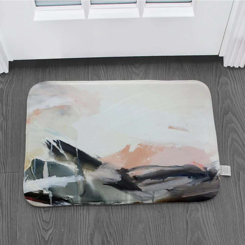 Нескользящий флисовый ковер в стиле ретро с абстрактным рисунком для входа