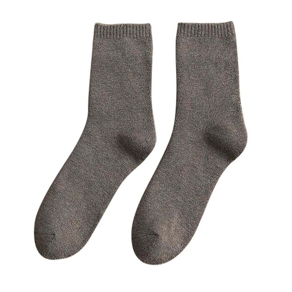 Мужские однотонные носки средней длины на осень и зиму утепленные повседневные