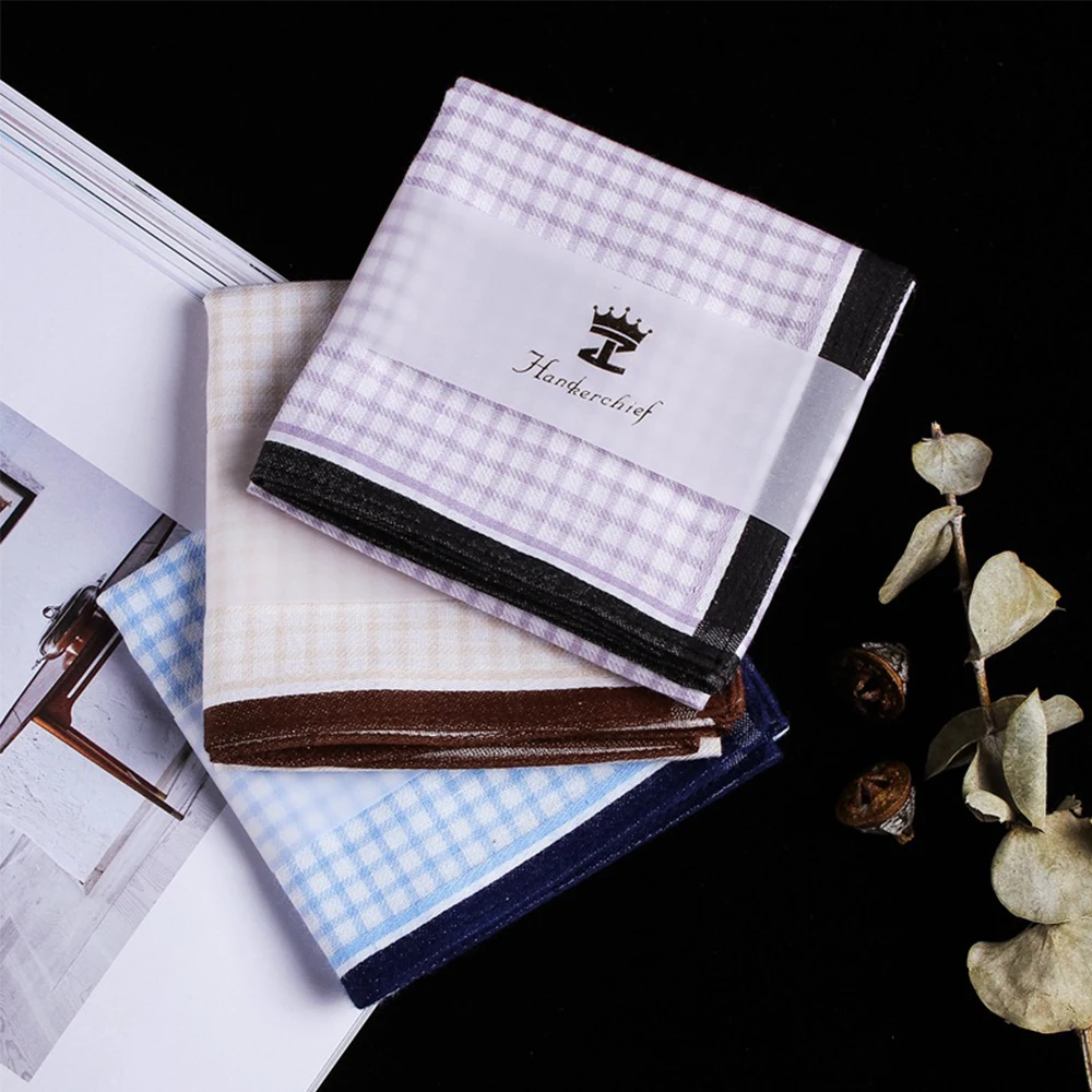 Мужской квадратный клетчатый носовой платок из 100% хлопка классический узор