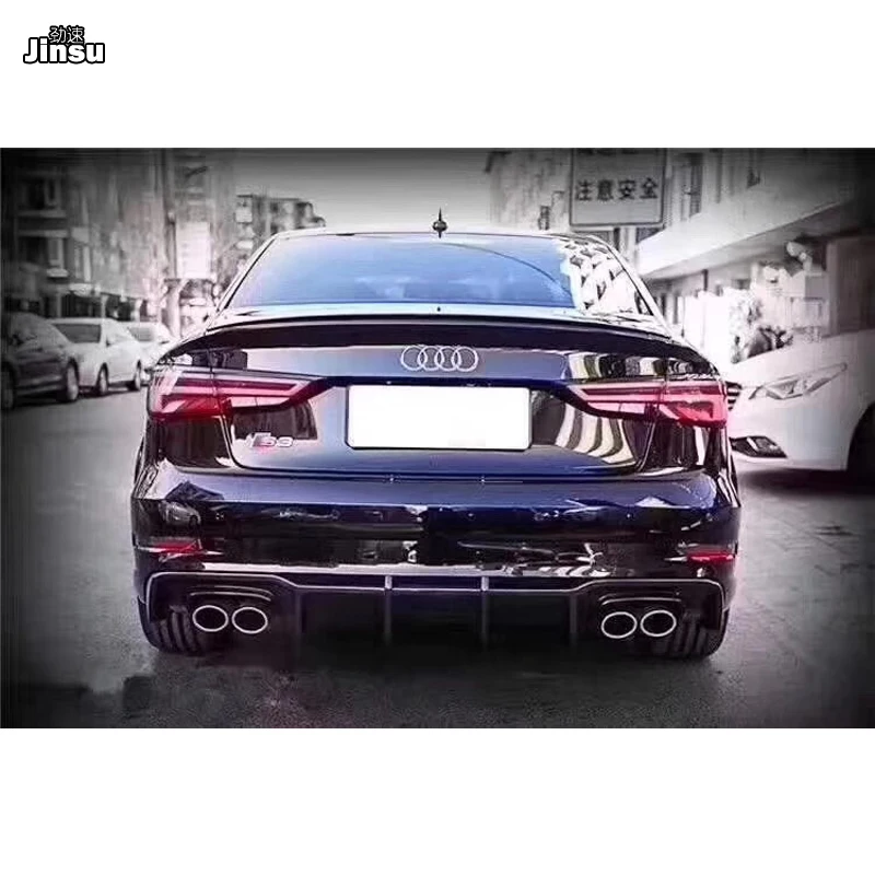 Carbur style Carbon fiber Car Rear Bumper Spoiler Lip For Audi A3 sedan limousine sport Diffuser S3 8V 2017 2018 2019 | Автомобили и