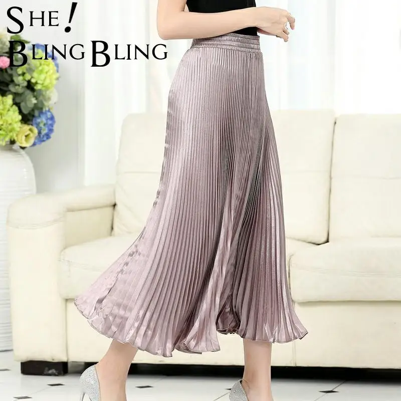 Женская плиссированная юбка SheBlingBling винтажная яркая шелковая с высокой талией