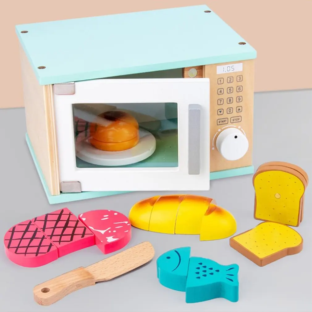 

Wooden Simulation Kitchen Toy Set Children 's Microwave Kitchen Toy Gift Oven Pretend Role Play Toy Educational For Kids Playing