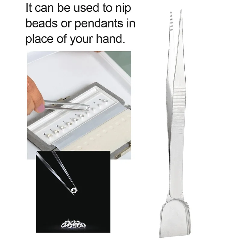 

16cm Professional Diamond Tweezers With Scoops Shovels For Gem Beads Jewelry Tool