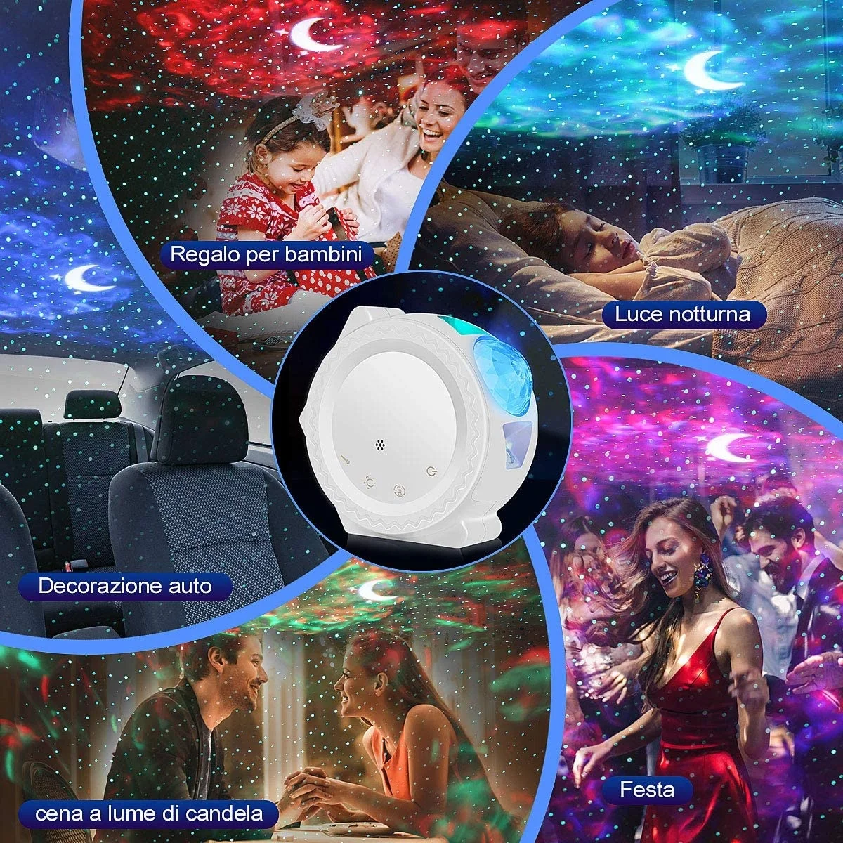 

Star Sky Projector Night Light Projection 6 Colors Ocean Waving Lights 360 Degree Rotation Night Lighting Lamp for Kids Gift