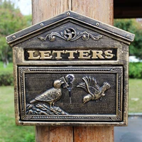 antique bird carved mail box iron craft home decor postoral home door decor postcard storage