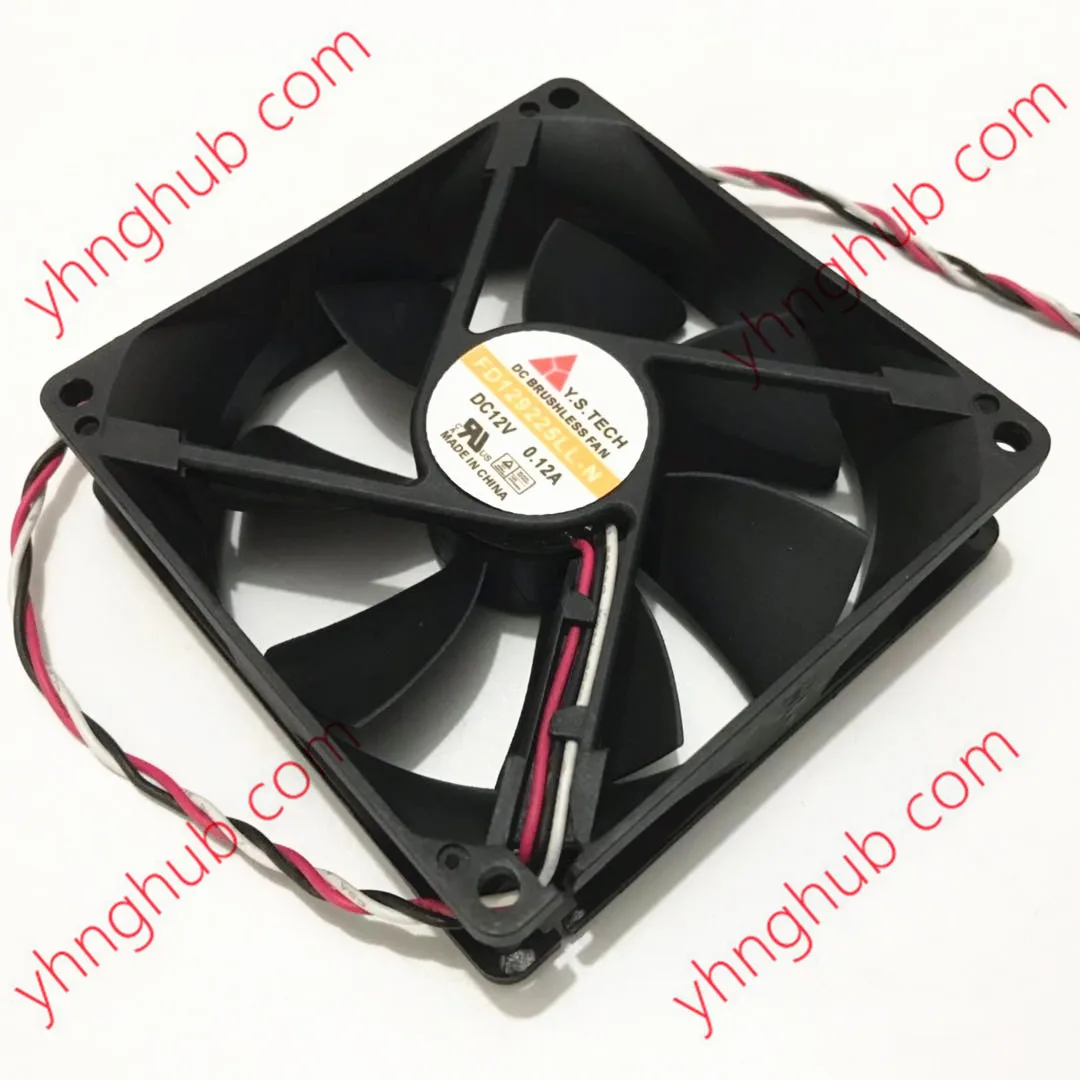 3-проводной серверный охлаждающий вентилятор Y.S TECH FD129225LL-N DC 12 В 0.12A 90x90x25 мм