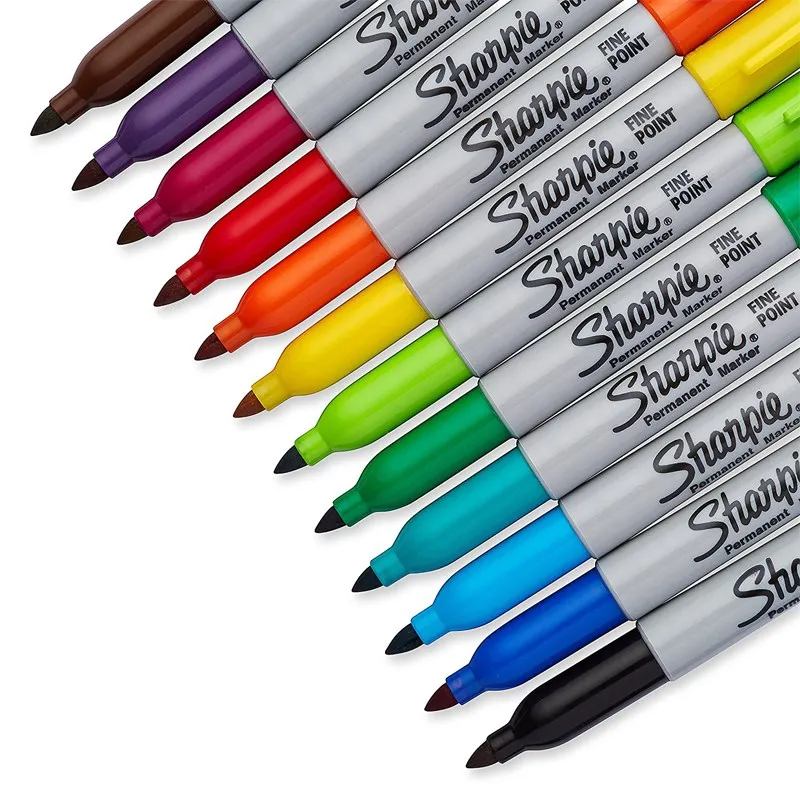 

New 12/24 Pcs Set Sanford Sharpie Oil Marker Pens Colored Markers Art Pen Permanent Colour Marker Pen Office Stationery 1mm Nib