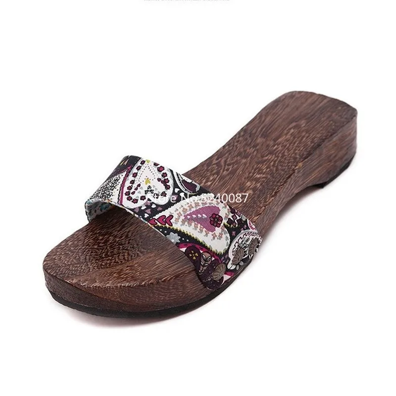 Шлепанцы женские деревянные в китайском стиле японские традиционные сандалии