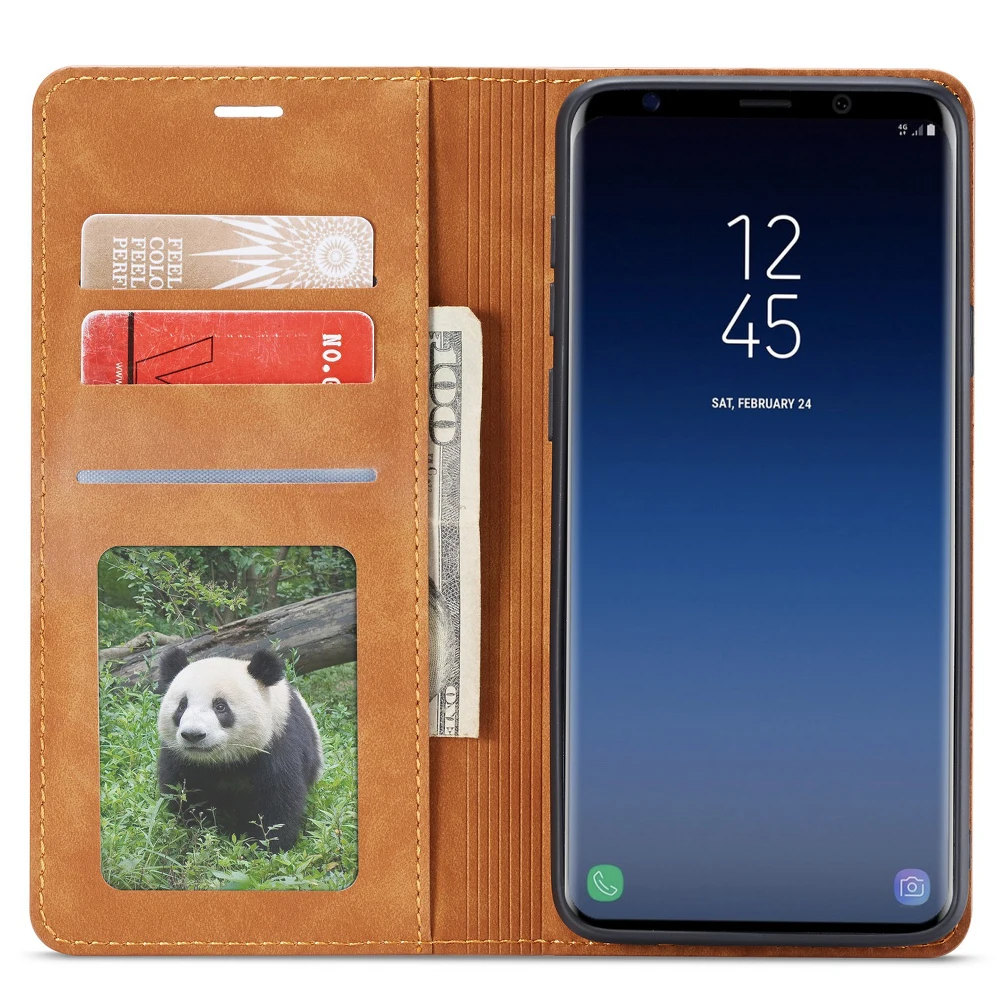 LAPOPNUT Матовый кожаный чехол кошелек для Samsung Galaxy S9 Plus S10 5G S10E Note 9 мужской флип