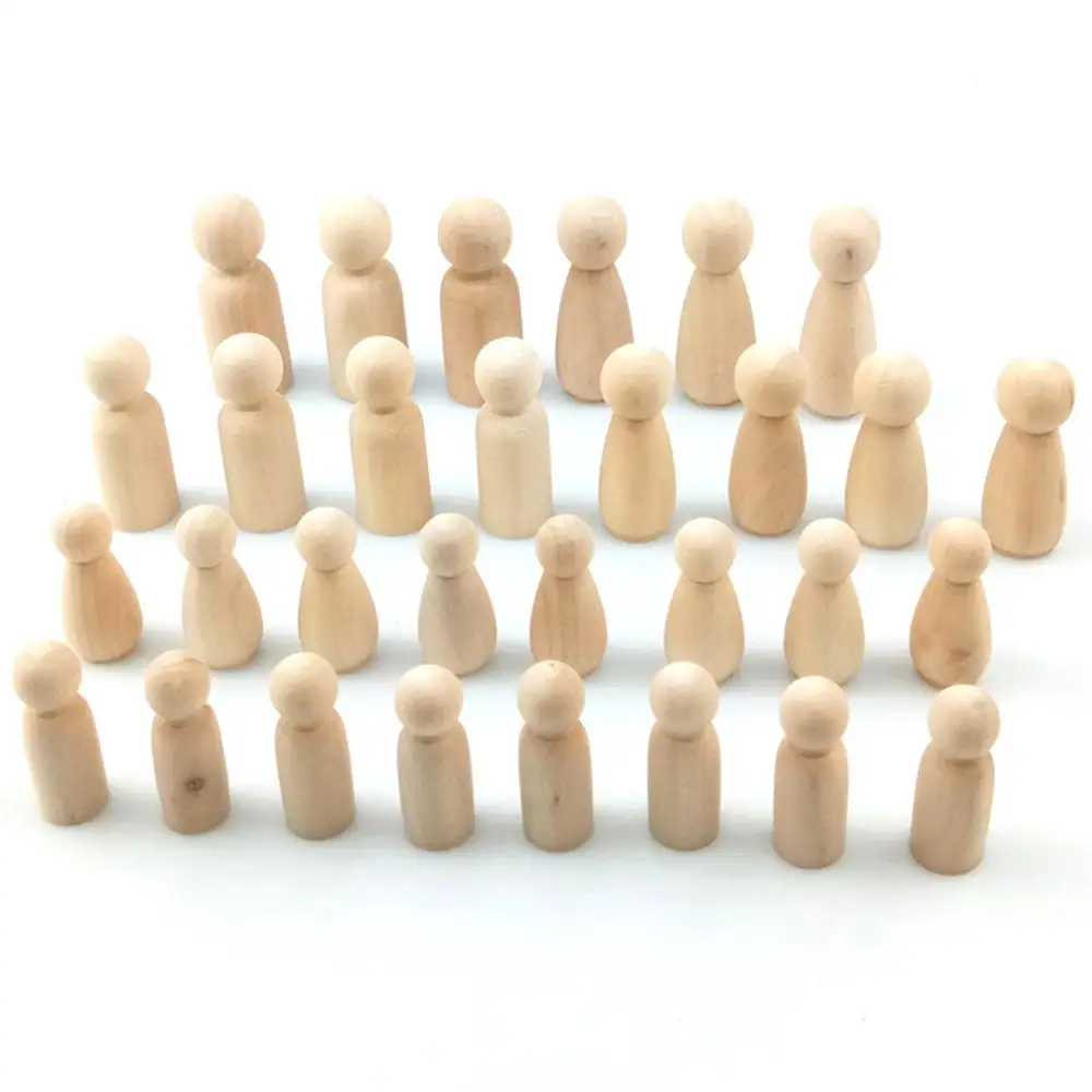

30 PCS Wooden Doll Peg Baby Teether DIY Color Painting Peg Dolls Unfinished Wood Blank Male & Female Doll Bodies Decoration Toys