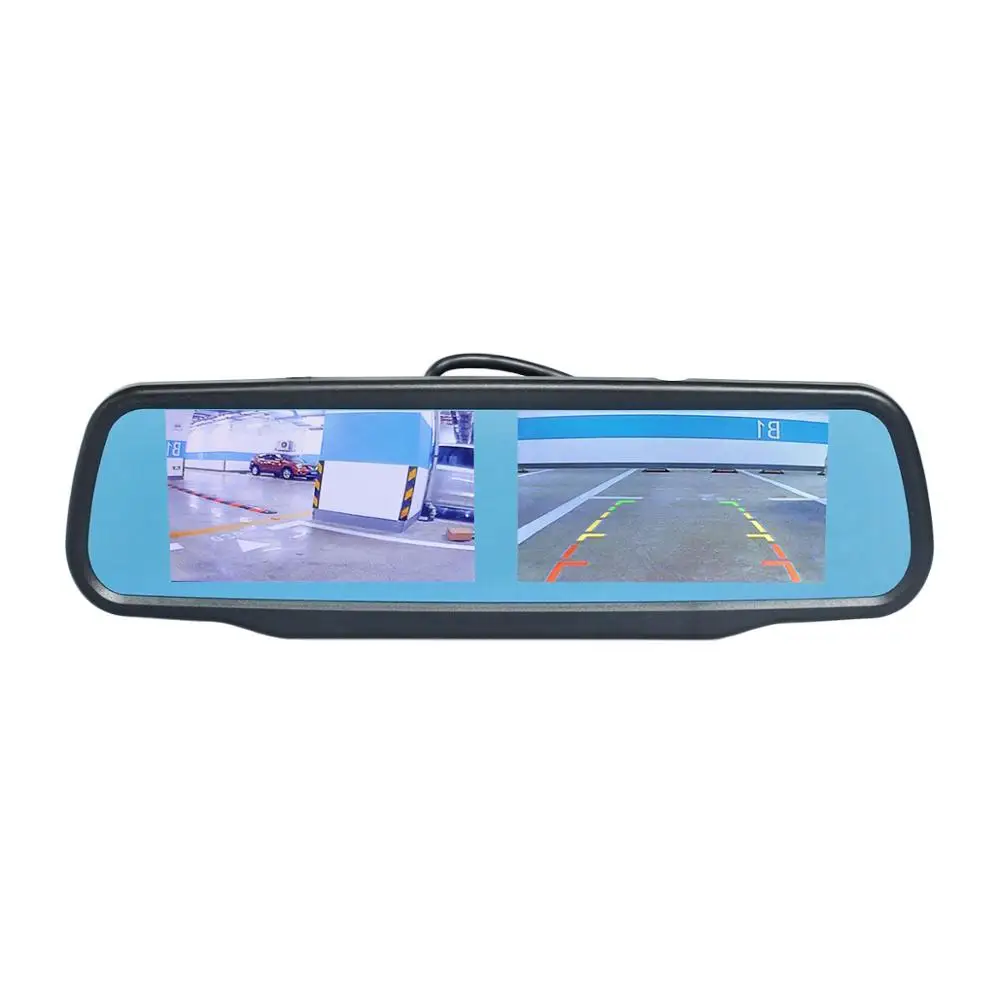 SMALUCK двойной 4 3 дюймовый экран зеркало заднего вида автомобильный монитор с 2 x