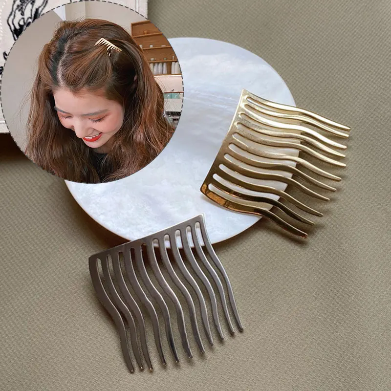 

Hairpin Comb Korean Sweets Hair Clips Seamless Hairpin Wave Insert Comb Simple Style Metal Tooth Side Hair Comb Accessories New