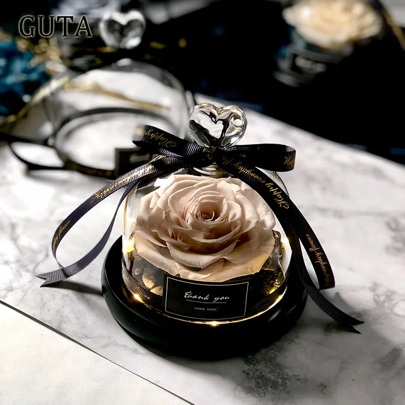

New Forever Flower Rose In Glass Immortal Flower In Glass Cover Romantic Gift For Lovers Girls Birthday Gifts Home Decoratiion
