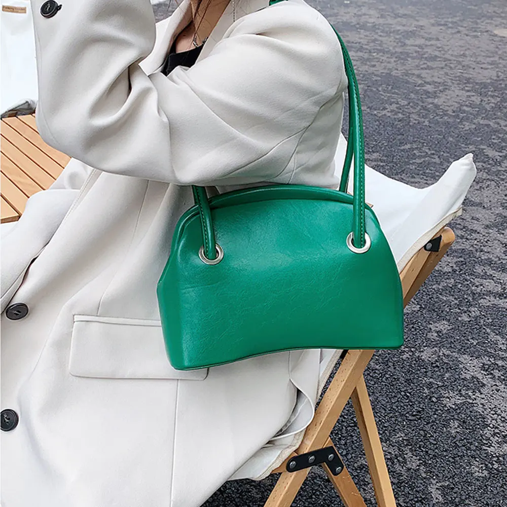 

Summer Fashion Women Green Big Shoulder Bags PU Leather Female Purse Handbags Large Capacity Ladies Daily Small Casual Tote