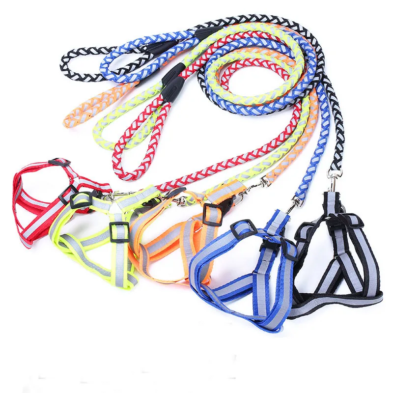 

Width Reflective Strap Dog Harness and Leash Set Round Wave Nylon Leashes Vest For Small Medium Dogs Chihuahua Pet Shop Supplier