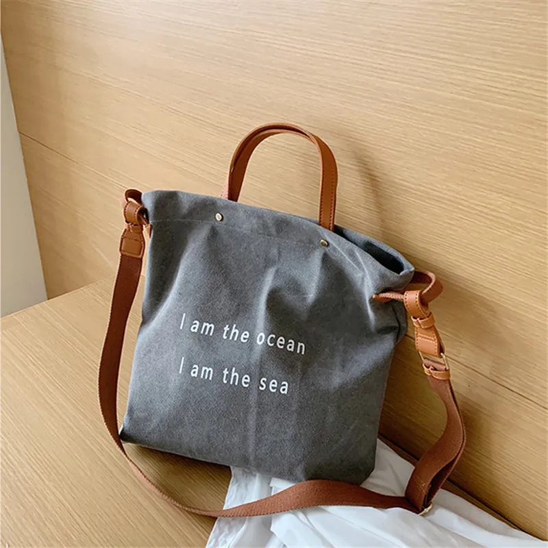 

2022 Trend Women Canvas Handbag Shoulder Bag Large Capacity Messenger Bag For Female Letter Print High Quality Cuasual Tote Bags