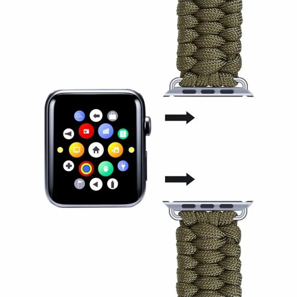 Спортивный тканый браслет из нейлоновой веревки для Apple Watch 38 мм 42 мм 40 мм 44 мм для iWatch 5 4 3 2 1