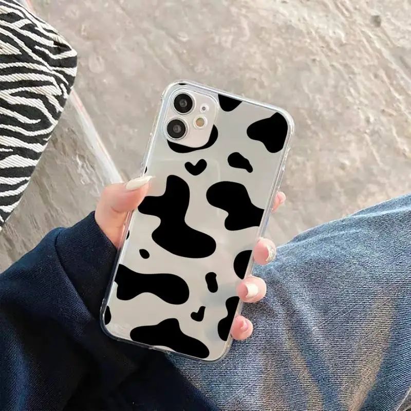 

cow Phone Case Transparent for iPhone 12 11 mini pro XS MAX 6 6S 8 7 Plus X 5S SE 2020 XR