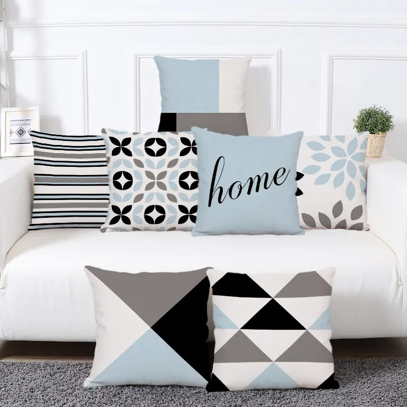 

Nordic Simple Style Square Plush Pillow Cases Home Room Decor Geometric Leaves Pattern Cushion Cover Decorative Cafe Sofa 45X45