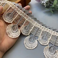 2 yards feather gray 9 cm flower lace ribbon trim for sofa cover curtain trimmings embroidery applique chocolate high quality