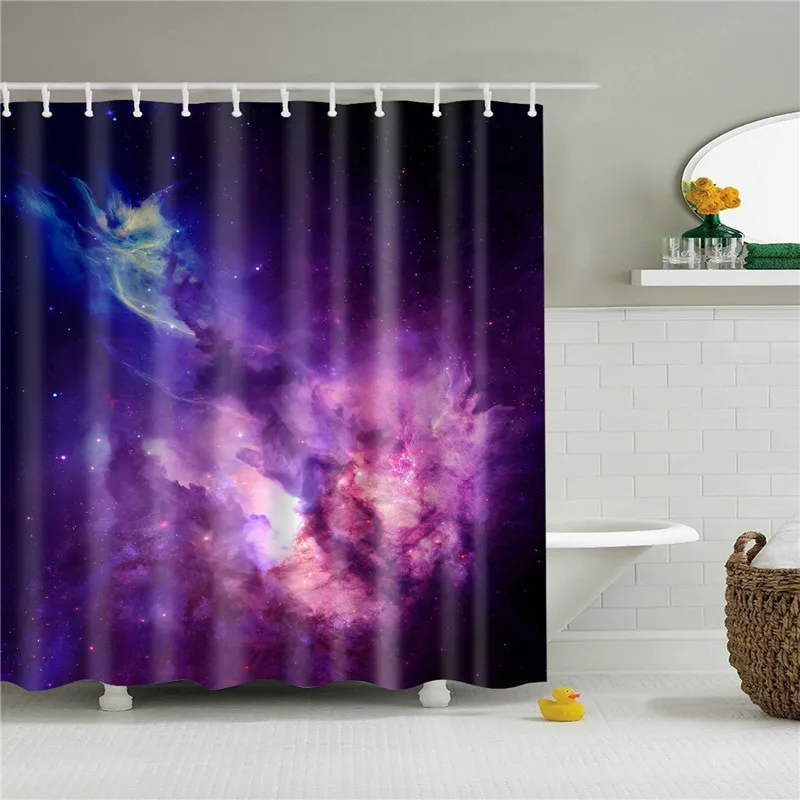 3D Universe Galaxy Shower Curtain Hanging Curtain Psychedelic Waterproof Polyester Curtain For Bathroom Boho Home Decor images - 6