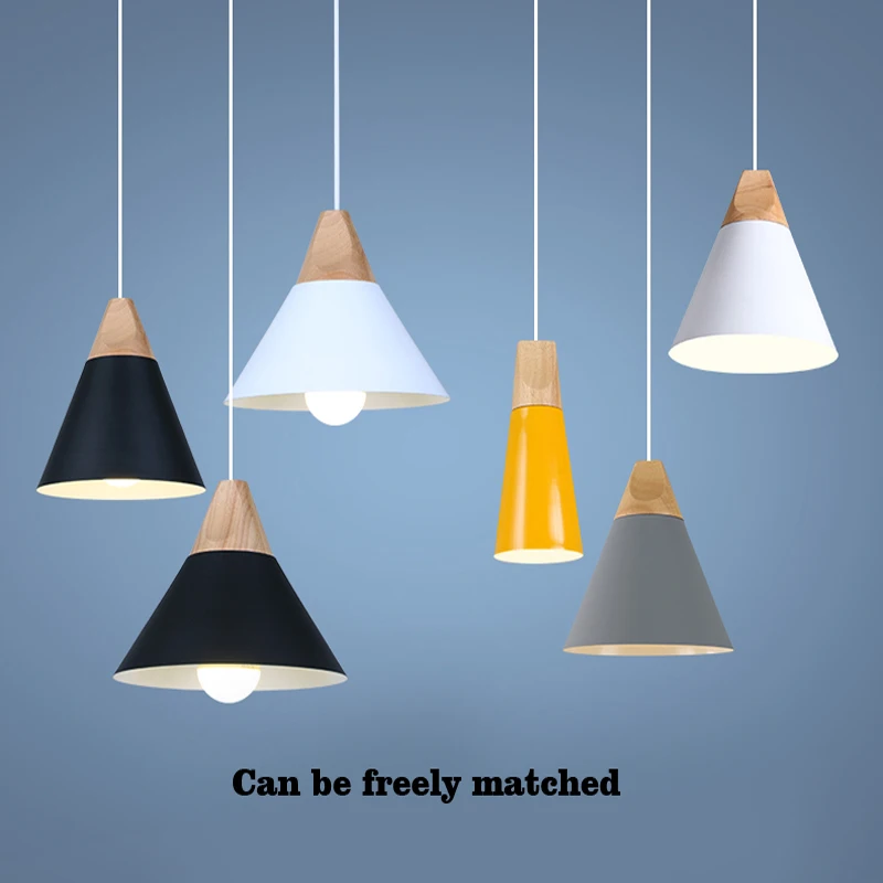 Подвесной светильник s цветной деревянный металлический светодиодный E27 в