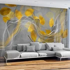 Пользовательские 3D фото обои абстрактные линии дым Золотые листья современный гостиной художественное украшение фон настенная живопись спальня
