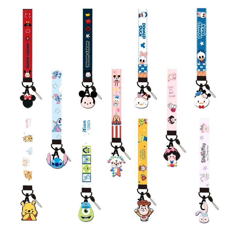 Disney Cute Cartoon short Phone Strap Keychain Lanyard For Wallet Ribbon Charm Car Key Ring Wrist band Anti-lost decoration | Мобильные