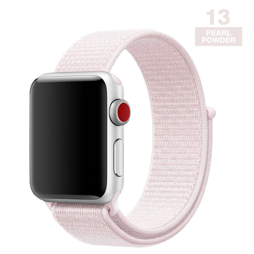 Спортивный ремешок для Apple Watch 42 мм 38 мм ремешок для часов 4 44 мм 40 мм Iwatch Серия 3 2 1 нейлоновый браслет дышащие аксессуары - Цвет ремешка: Pearl powder