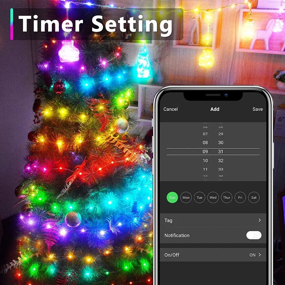СВЕТОДИОДНАЯ Гирлянда Tuya Smart Wi-Fi сказочный светильник Dreamcolor 10 м 100 светодиодный RGB