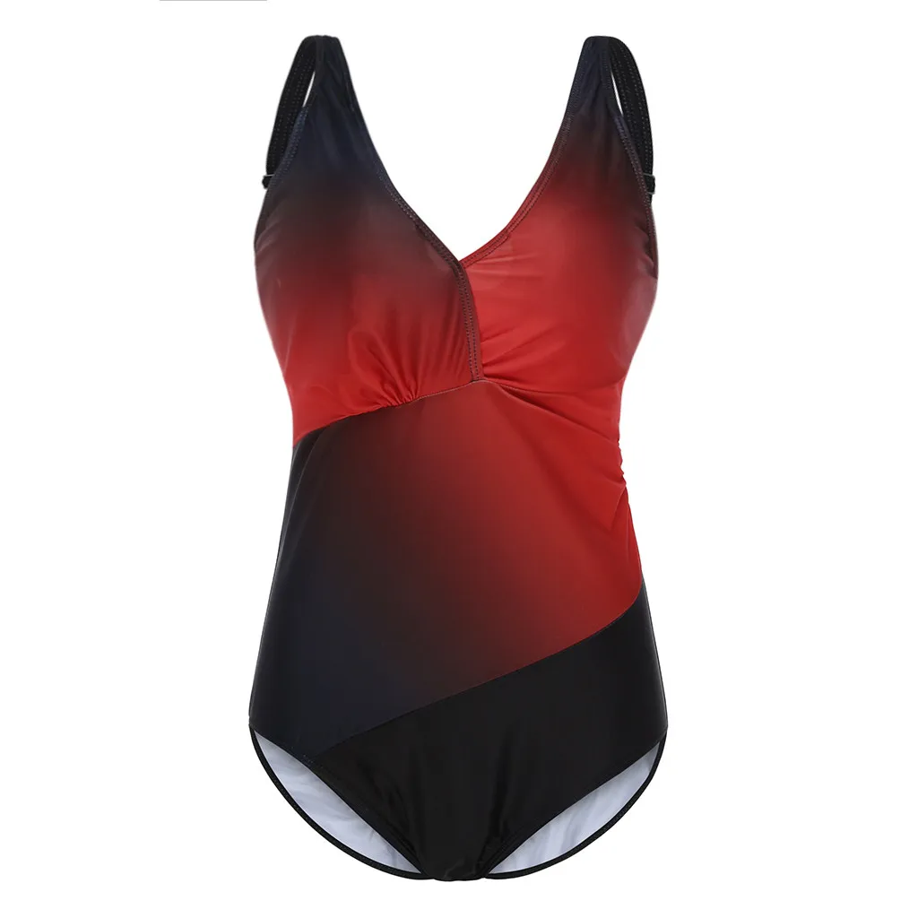 Градиентный цвет смешанный летний купальник для женщин плюс размер Цельный