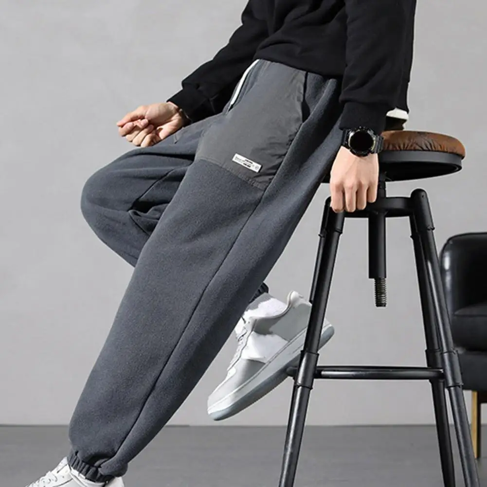 

Men Pants Mid Waist Patchwork Loose Casual Autumn Trousers Teenager Pants for Work