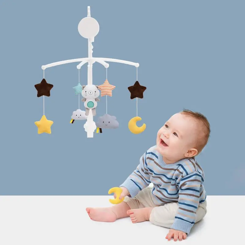 

50LE Baby Crib Holder Rattles 0-12 Months Music Rotating Bedside Bell Infants Toddler Soothing Cloth Toy Children Birthday Gifts