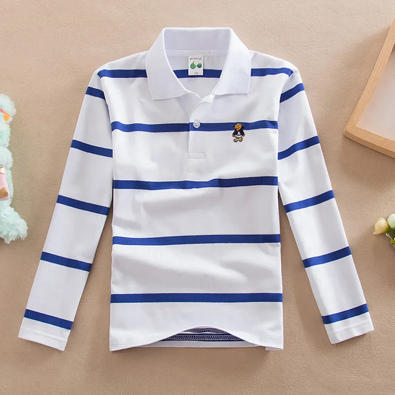Camiseta de manga larga para niño, Polo de algodón puro con cuello plegable, ropa Original de comercio exterior
