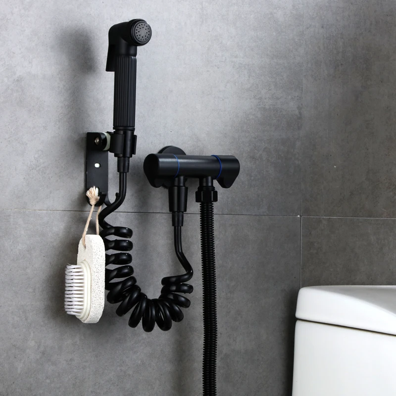 Черный смеситель для биде бытовой кран туалета и душа со шлангом анальная уборка