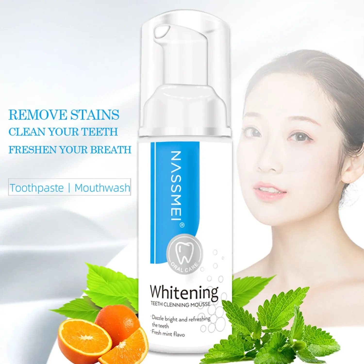 

60ML Remove Stains Oral Hygiene Care Fresh Teeth Whitening Brightify Mousse Toothpaste Deep Cleaning Foam Toothpaste