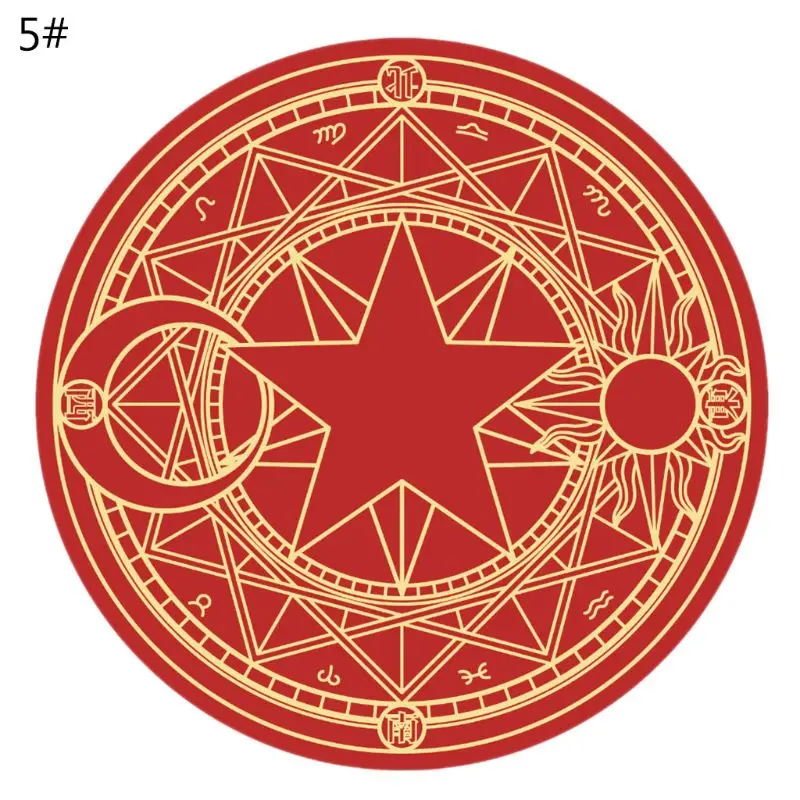 

Diameter 60cm Cartoon Rug Round Tarot Tablecloth Pentagram Sun Moon Divination X3UA