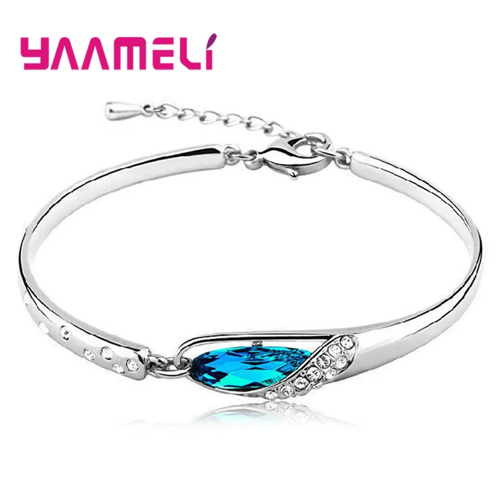 Высококачественный Браслет из стерлингового серебра 925 пробы популярные синие