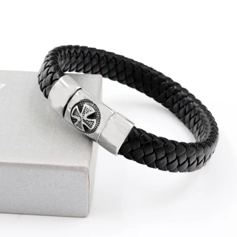 Модные мужские новые плетеные кожаные браслеты высокого качества спортивные