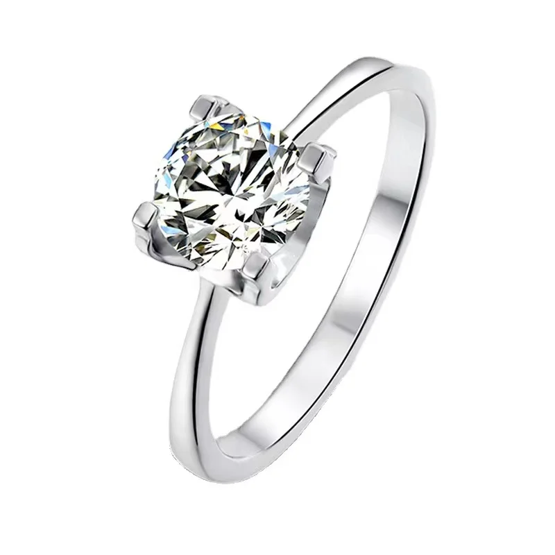 Classic Bull Head Design 1 Carat Moissanite Engagement Ring for Women S925 Silver 4 Prong D Color Moissanite Diamond  Ring Gift