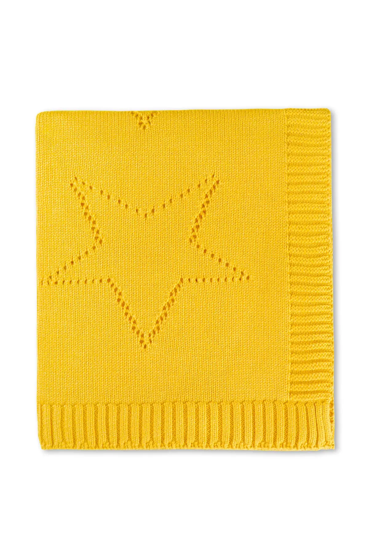 Stars Mustard Knitwear Blanket Yellow Baby & Kids Blanket Home Textile Textile & Furniture