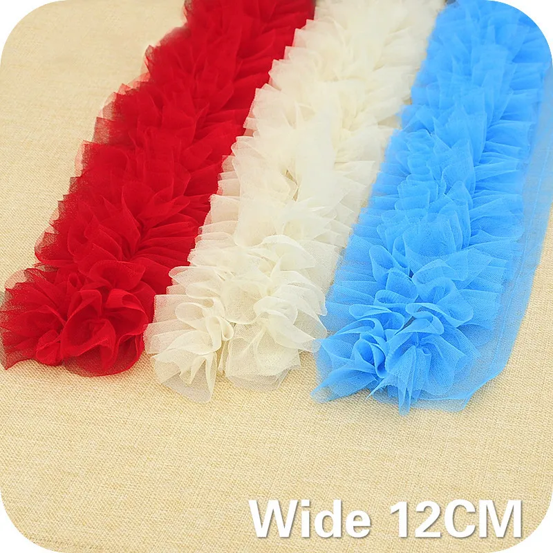 Роскошная Тюлевая пушистая пряжа 12 см 3D плиссированная кружевная гипюровая