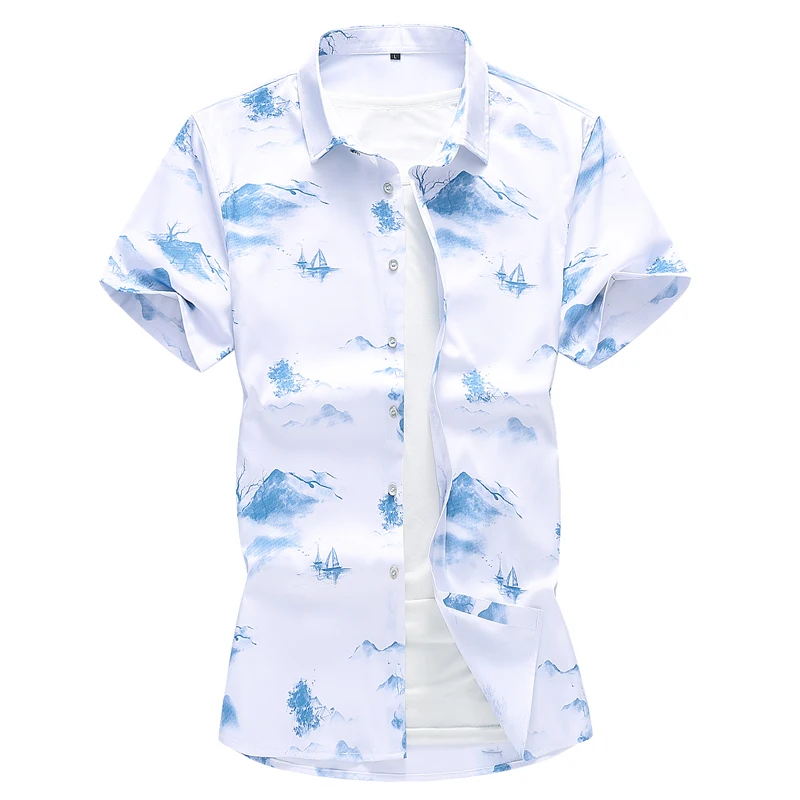

Summer men short-sleeved shirt large size 7xl flower shirt men Chinese style shirts fashion casual camisa masculina man top