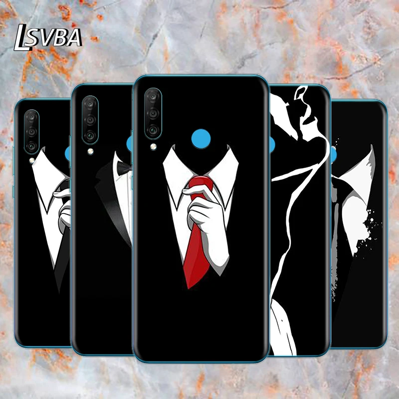 

Man Suit Shirt Tie Soft TPU Silicone Cover For Huawei P40 P30 P20 Pro P10 P9 P8 Lite E Plus 2019 2017 Phone Case