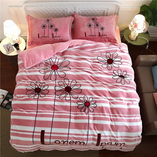 flower bedding Лебедь зимнее постельное белье из флиса комплект AB по бокам для девочек постельное собака Фланелевая пижама из флиса с декором в виде 3/4 шт. домашний Постельный набор печатных caroset постельное белье - Цвет: flower bedding