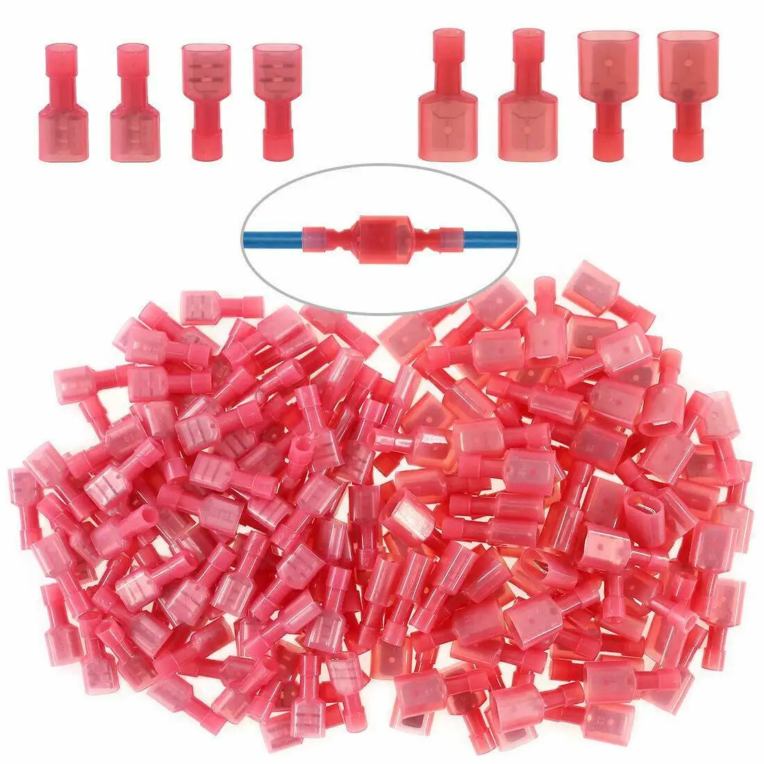 

50pcs Fully Insulated Female Male Spade Nylon Quick Disconnect Electrical Insulated Crimp Terminals Connectors Assortment Kit
