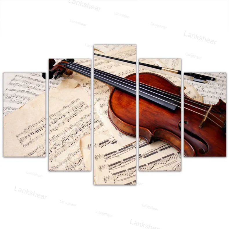 Модульные картины для музыкальной комнаты холст с принтом Hd 5 панелей скрипка